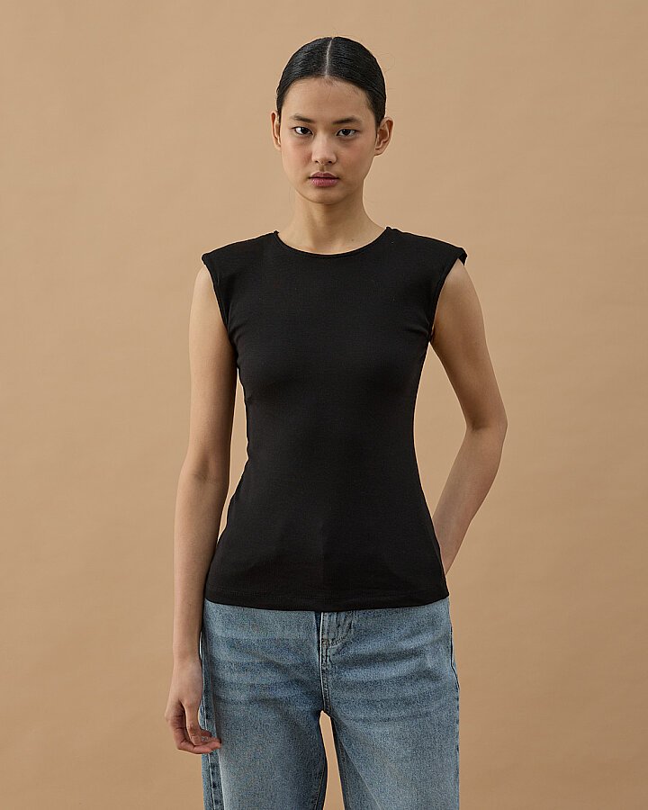 Vatkalı Kolsuz Body Siyah - Aybikestil