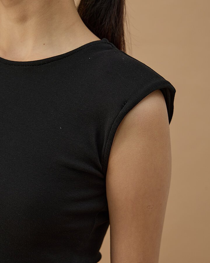 Vatkalı Kolsuz Body Siyah - Aybikestil (1)