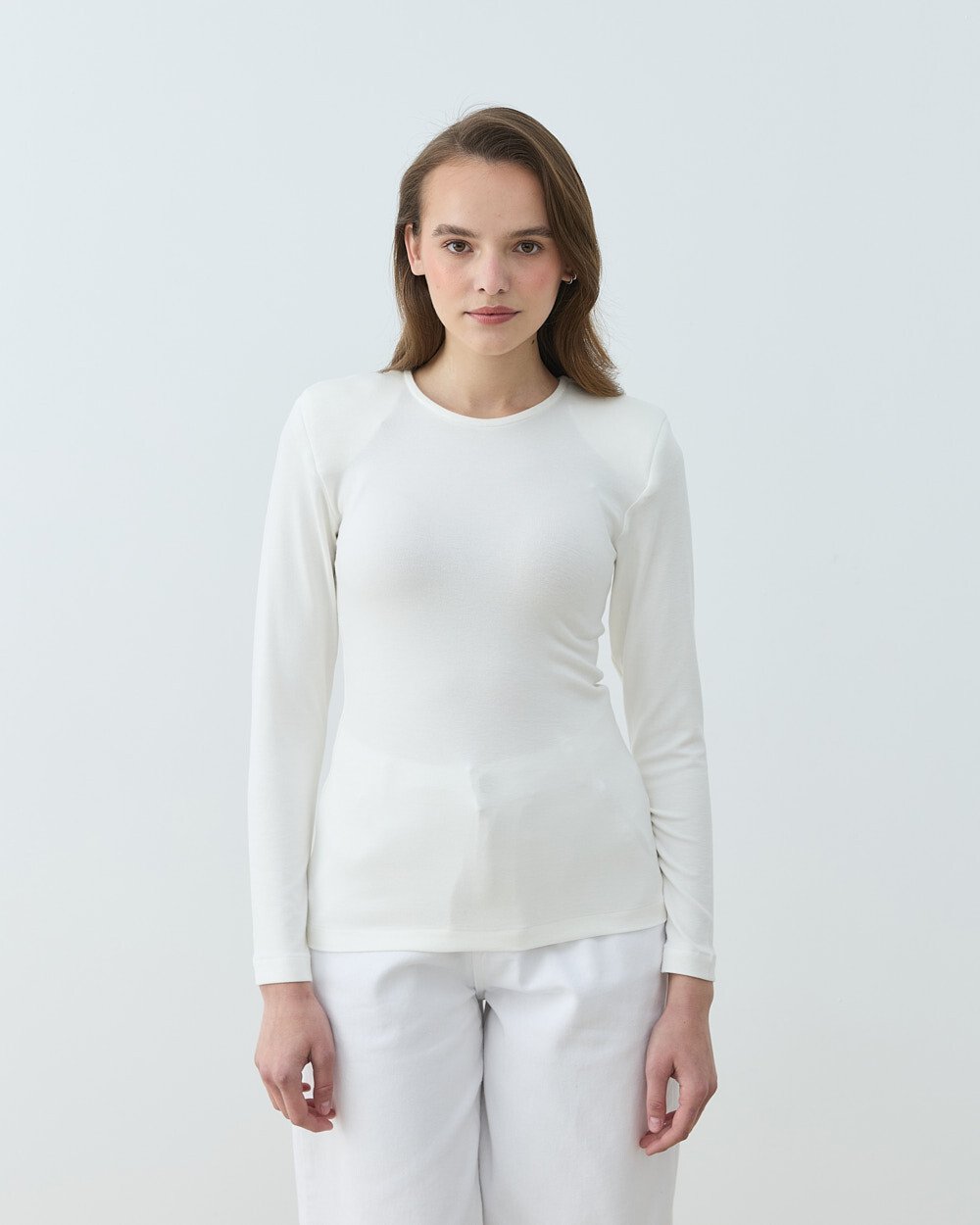 Vatkalı Uzun Kollu Body Beyaz - Aybikestil