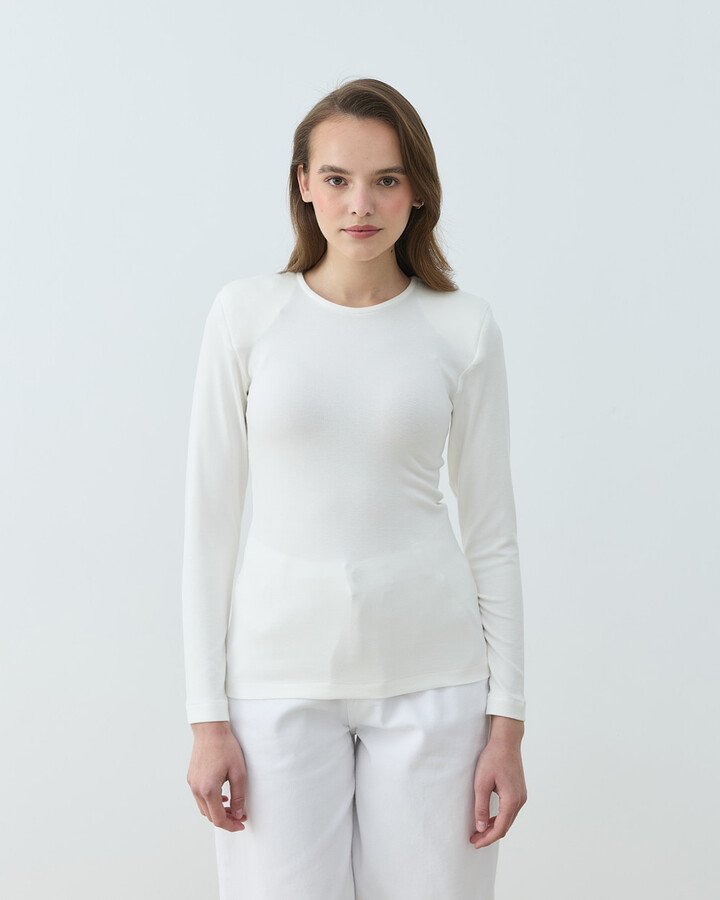 Vatkalı Uzun Kollu Body Beyaz