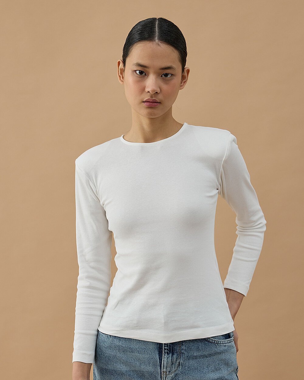 Vatkalı Uzun Kollu Body Ekru - Aybikestil