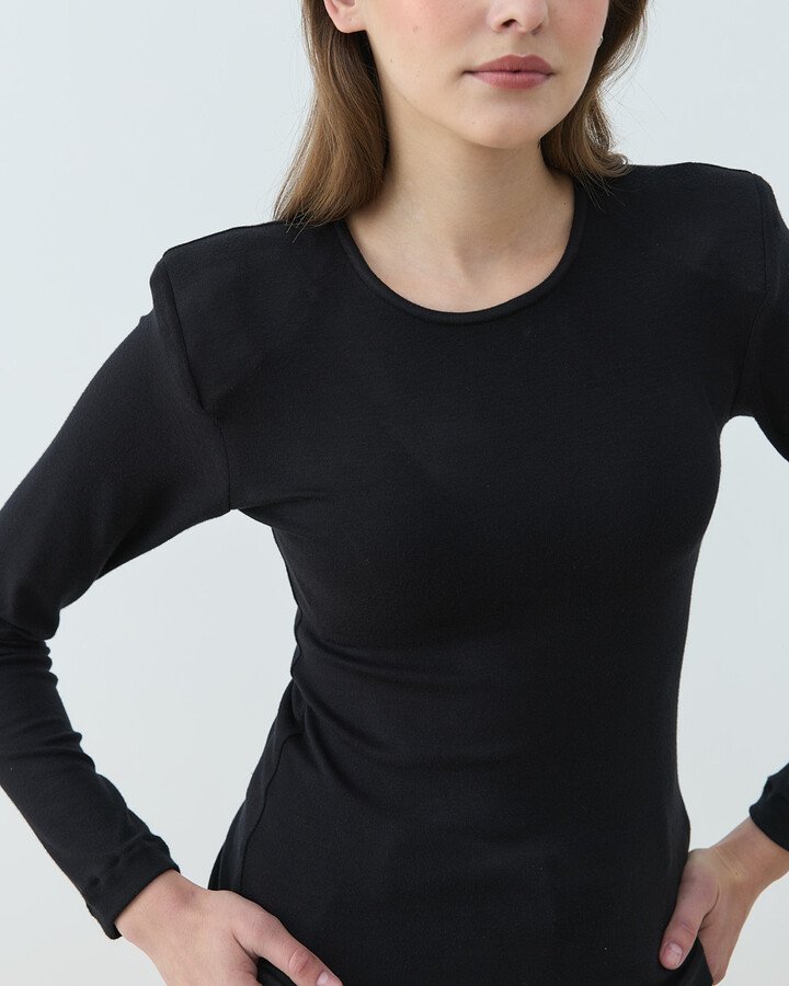 Vatkalı Uzun Kollu Body Siyah - Aybikestil (1)