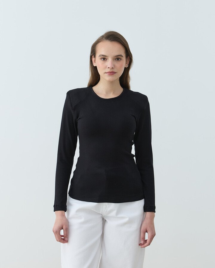 Vatkalı Uzun Kollu Body Siyah