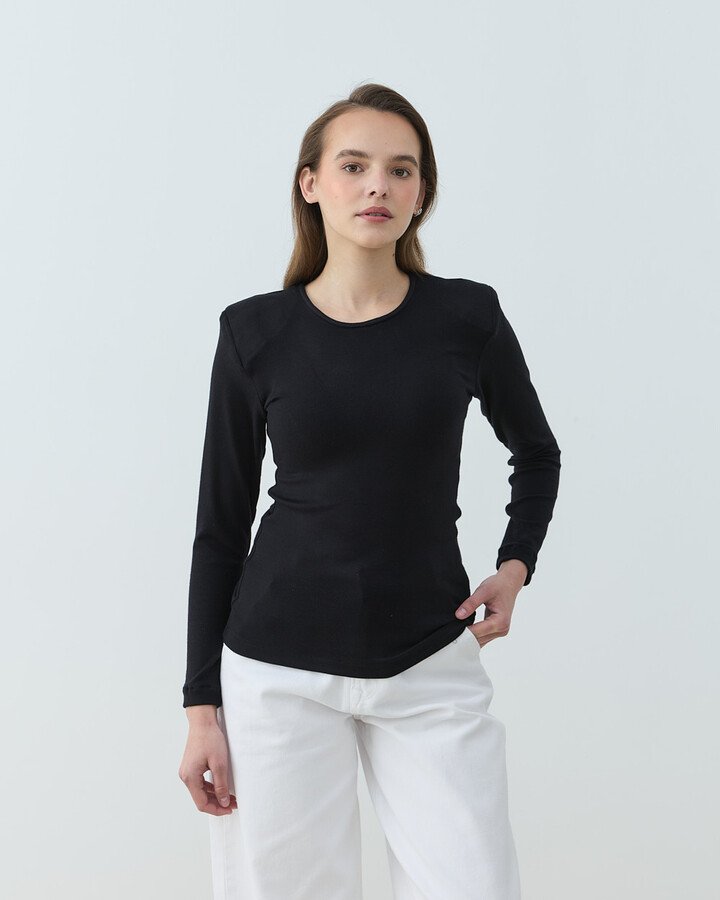 Vatkalı Uzun Kollu Body Siyah - Aybikestil (1)