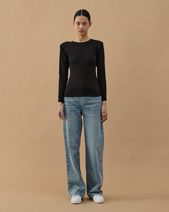 Vatkalı Uzun Kollu Body Siyah - Aybikestil (1)