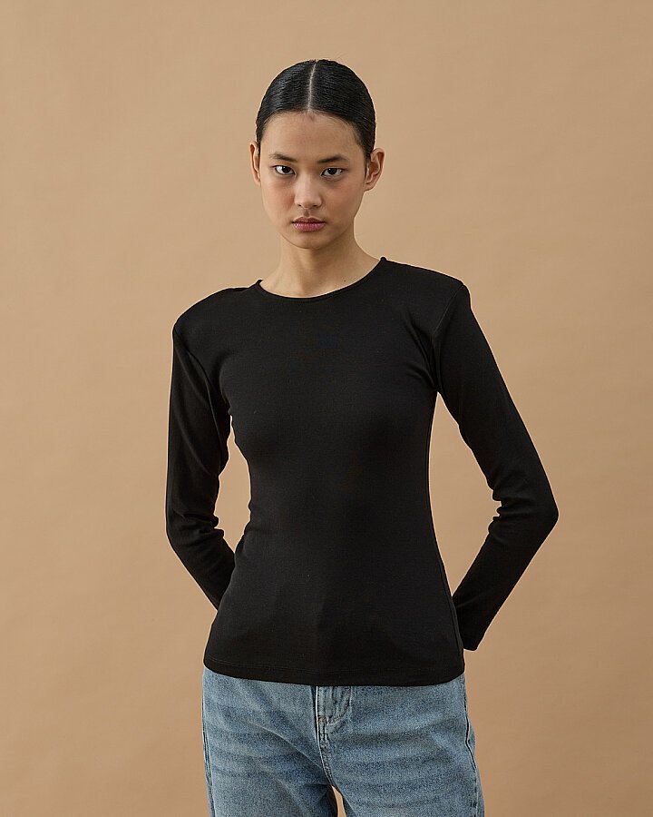 Vatkalı Uzun Kollu Body Siyah - Aybikestil