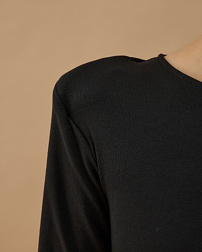 Vatkalı Uzun Kollu Body Siyah - Aybikestil (1)