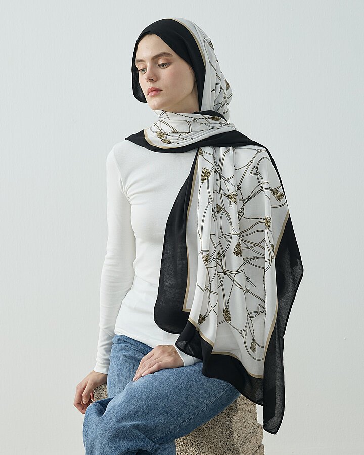 Viskon Şal Fringe Ekru - Aybikestil (1)