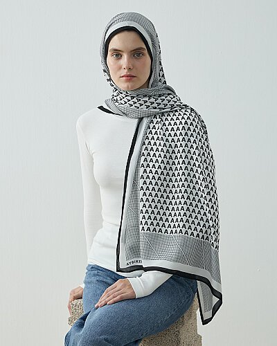 Viskon Şal Letter Siyah - Aybikestil (1)