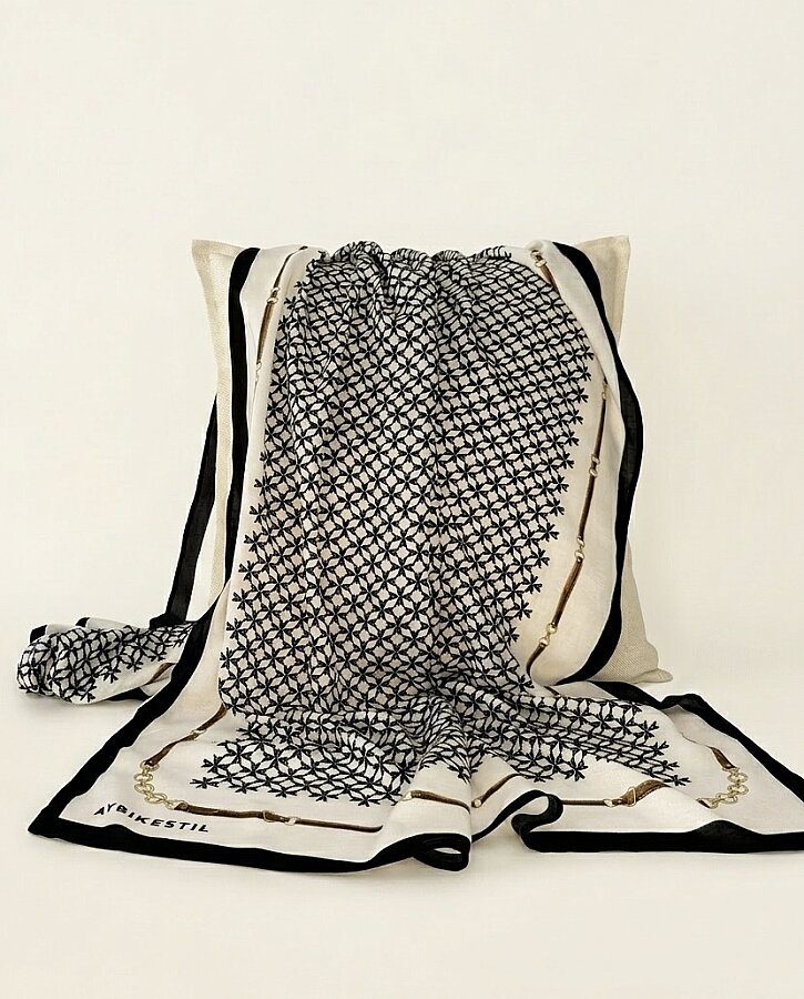 Viskon Şal Pattern Siyah