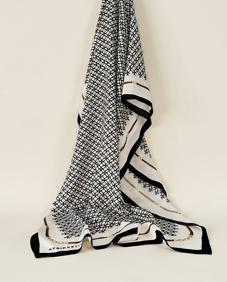Viskon Şal Pattern Siyah - Aybikestil (1)