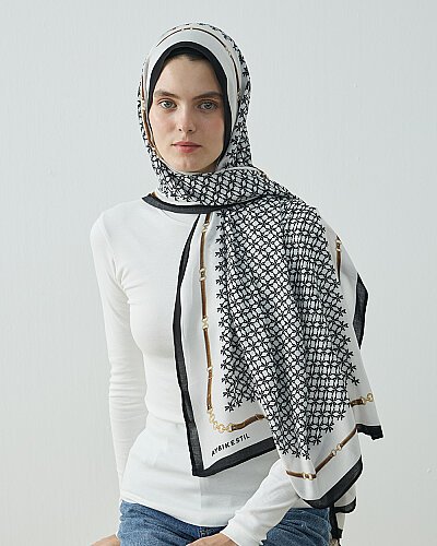 Viskon Şal Pattern Siyah - Aybikestil (1)