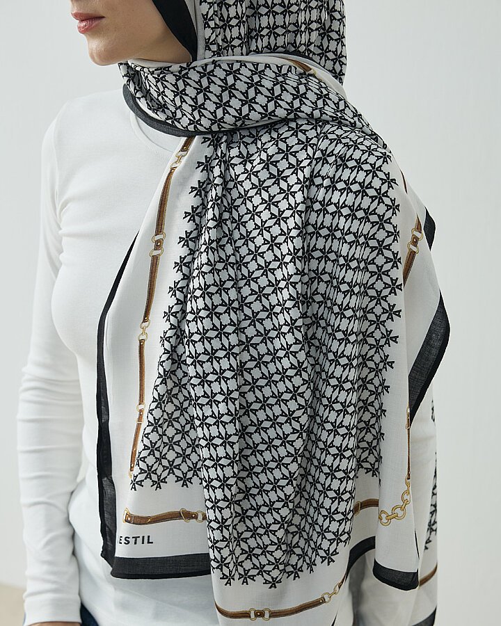 Viskon Şal Pattern Siyah