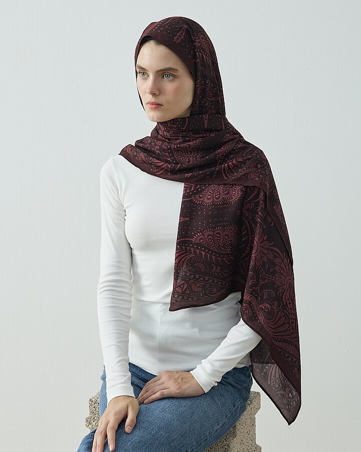 Viskon Şal Plum Ethnic Mürdüm - Aybikestil (1)