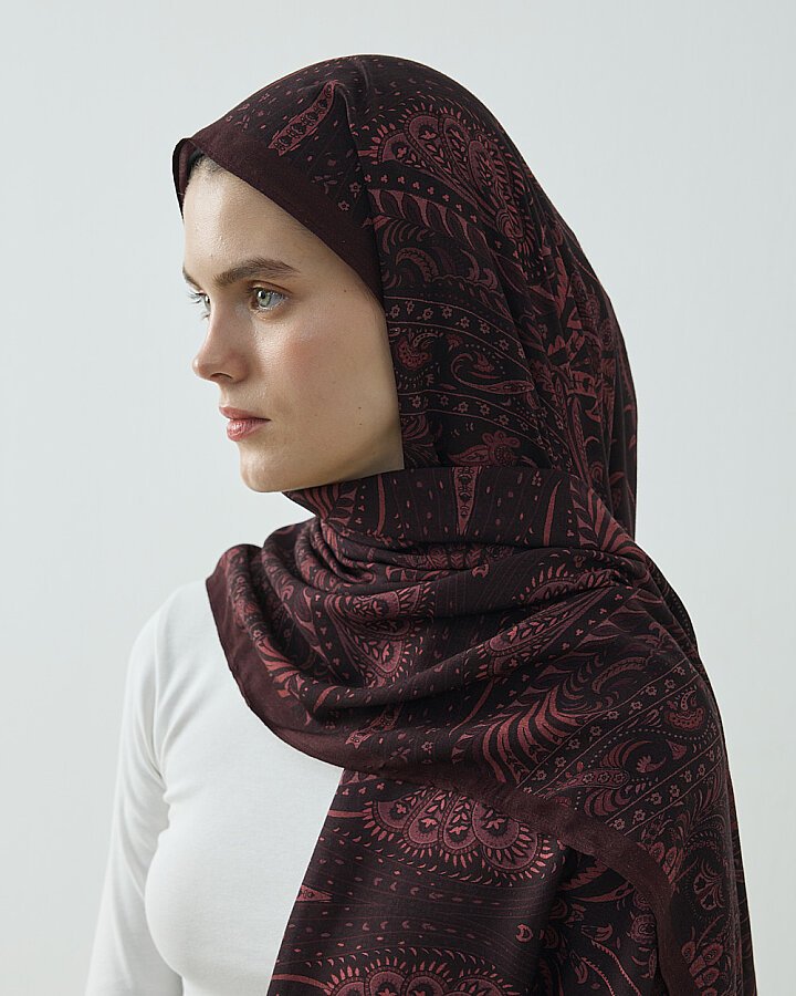 Viskon Şal Plum Ethnic Mürdüm - Aybikestil (1)