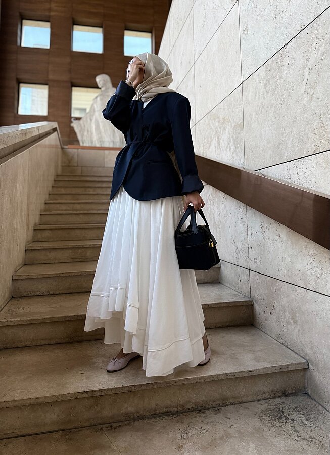 Yakasız Blazer Ceket Lacivert - Aybikestil (1)