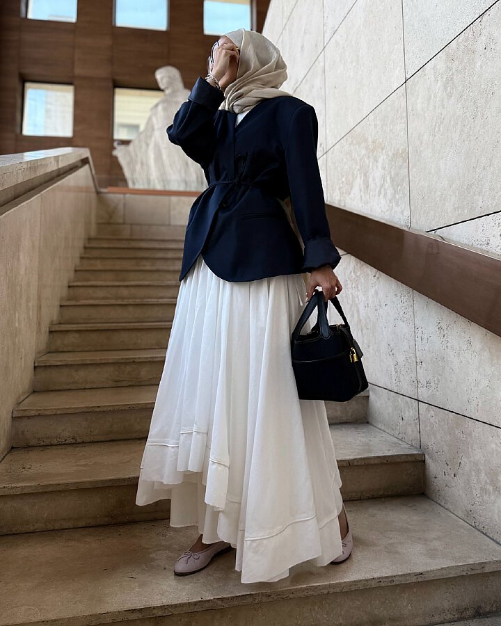 Yakasız Blazer Ceket Lacivert - Aybikestil (1)