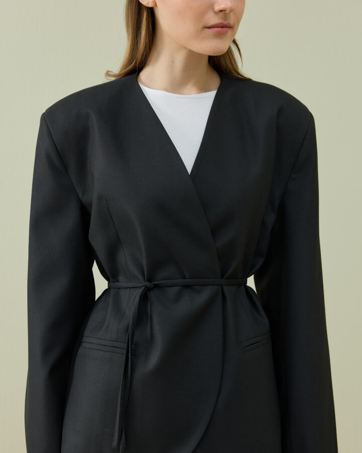 Yakasız Blazer Ceket Siyah - Aybikestil (1)