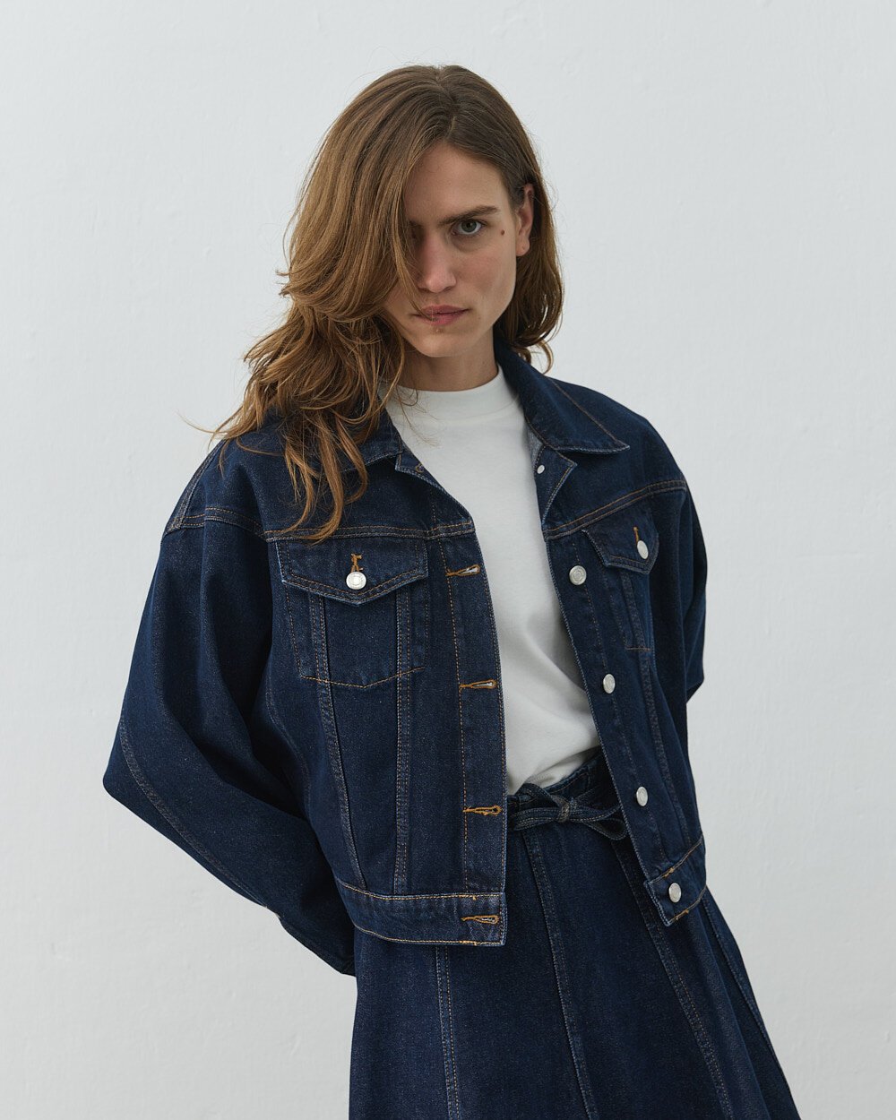 Yarasa Kol Kısa Jean Ceket Lacivert - Aybikestil