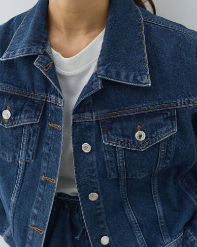 Yarasa Kol Kısa Jean Ceket Mavi - Aybikestil (1)