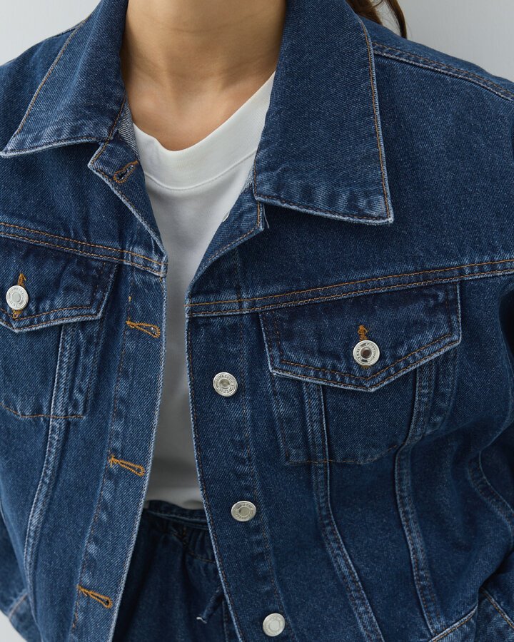 Yarasa Kol Kısa Jean Ceket Mavi - Aybikestil (1)