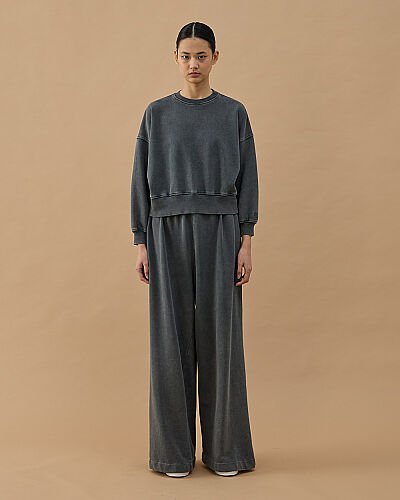 Yıkamalı Cotton İki İplik Mini Sweat Antrasit - Aybikestil (1)