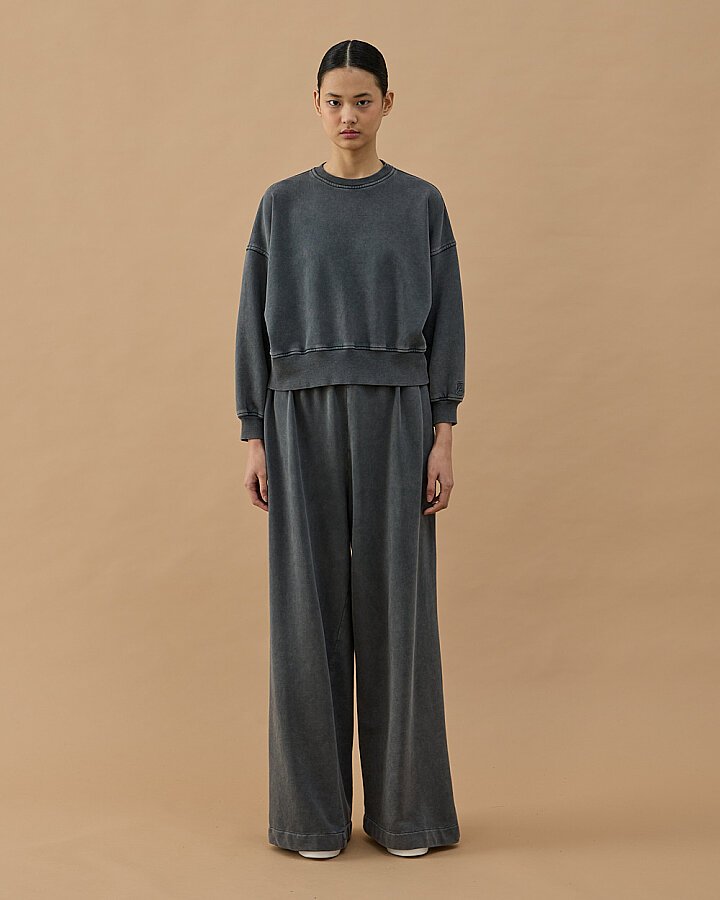 Yıkamalı Cotton İki İplik Mini Sweat Antrasit - Aybikestil (1)