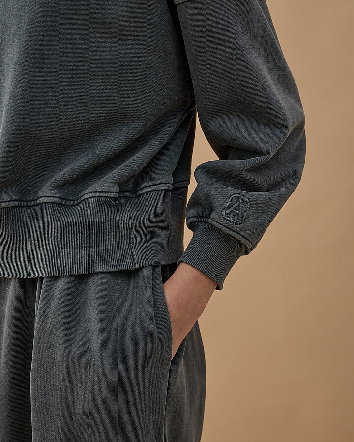 Yıkamalı Cotton İki İplik Mini Sweat Antrasit - Aybikestil (1)