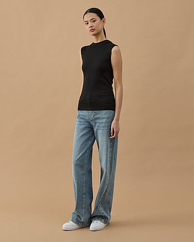 Yüksek Yaka Kolsuz Body Siyah - Aybikestil (1)