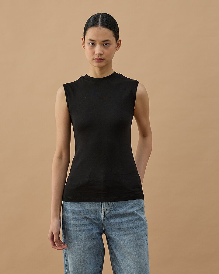 Yüksek Yaka Kolsuz Body Siyah - Aybikestil (1)