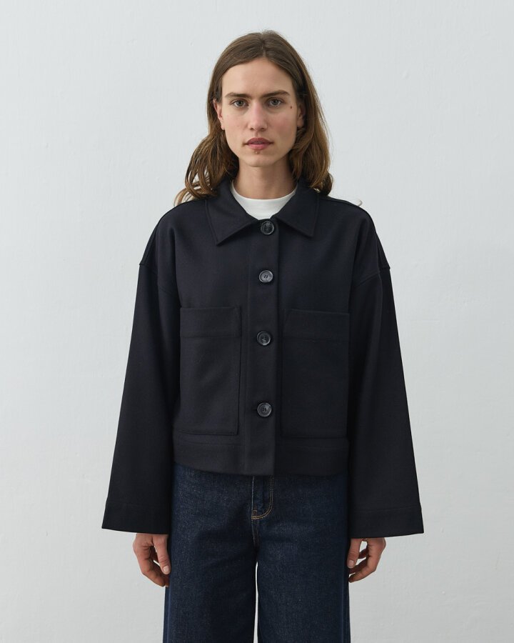 Yün Cepli Kısa Kaban Lacivert - Aybikestil (1)