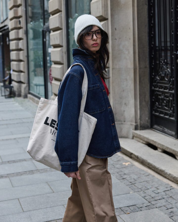 Unisex Çift Cepli Jean Ceket Mavi - Aybikestil (1)