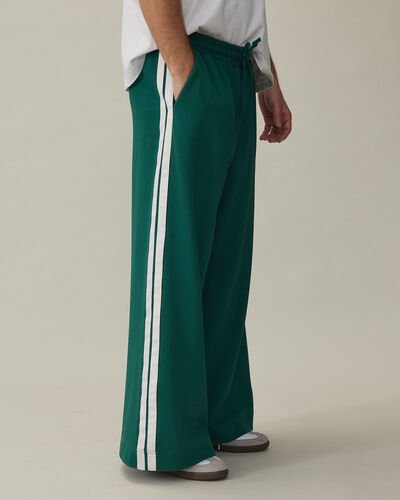 Erkek Kenarı Şeritli Wide Leg Pantolon Yeşil 