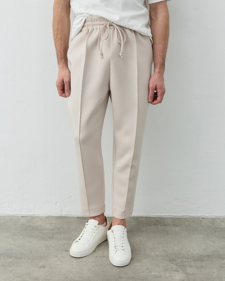 Erkek Puf Lastikli Cepli Havuç Kesim Pantolon Bej - Aybikestil