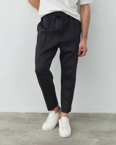 Erkek Puf Lastikli Cepli Havuç Kesim Pantolon Siyah 