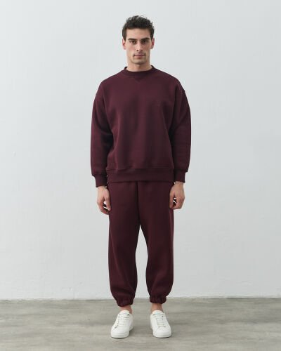 Erkek Şardonlu Üç İplik Must Have Sweat Bordo - Aybikestil (1)