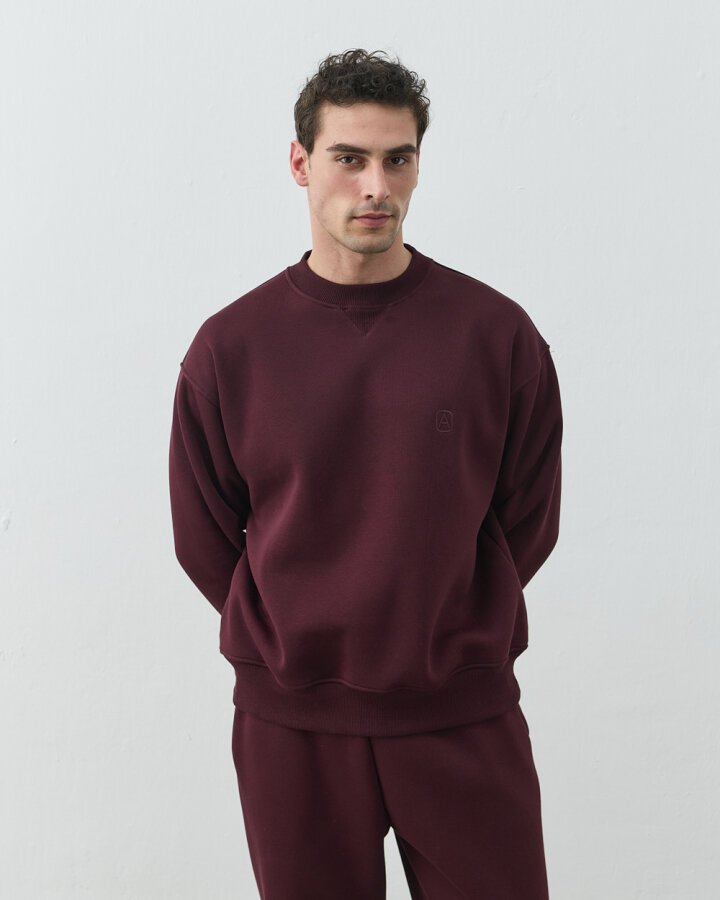 Erkek Şardonlu Üç İplik Must Have Sweat Bordo - Aybikestil