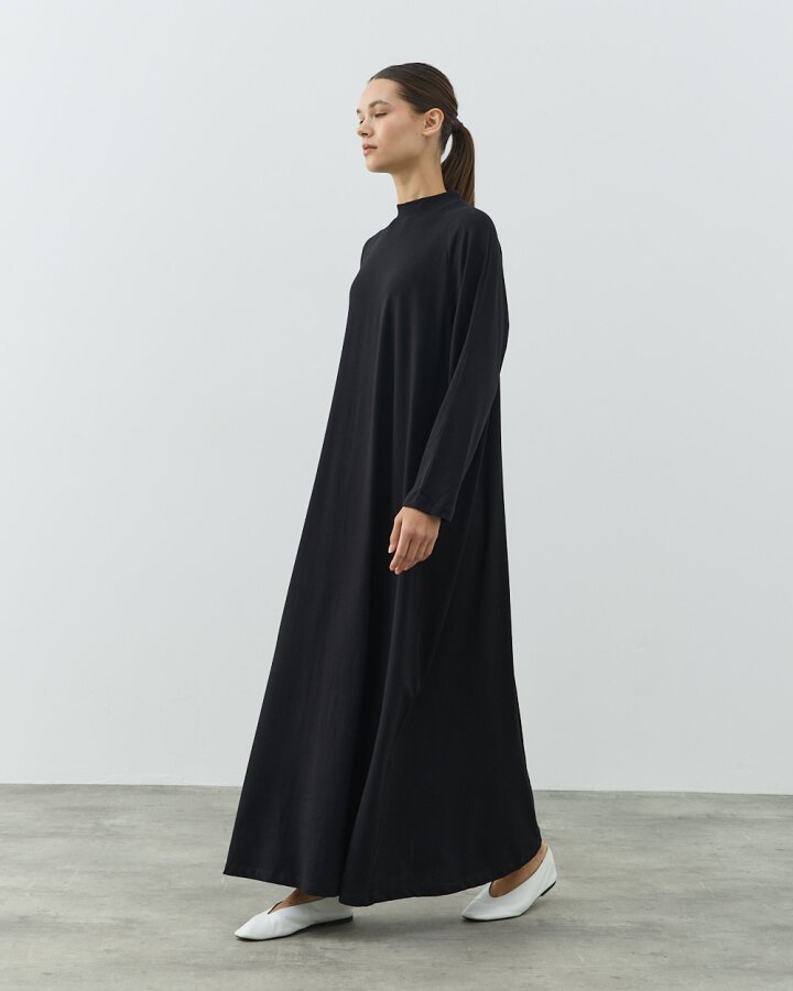 Uzun Kollu Elbise Astarı Paket Siyah-Ekru - Aybikestil (1)