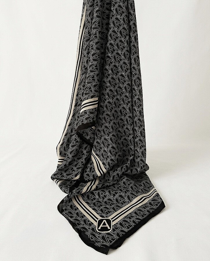 Viskon Şal Monogram Siyah - Aybikestil (1)