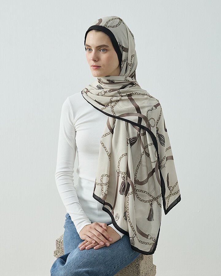 Viskon Şal Tassel Bej - Aybikestil (1)