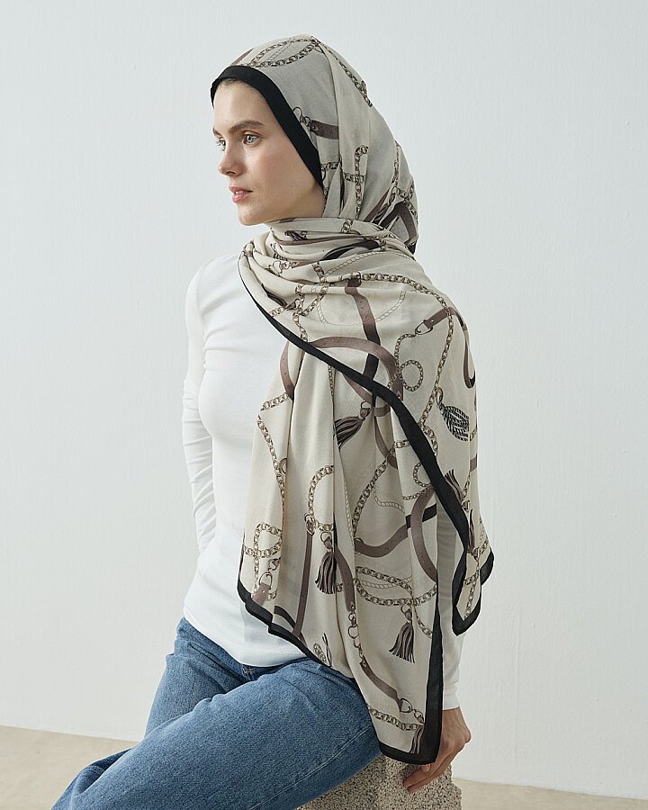 Viskon Şal Tassel Bej - Aybikestil (1)
