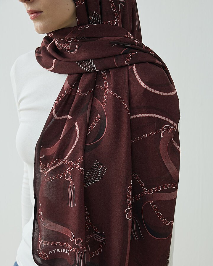 Viskon Şal Tassel Bordo - 