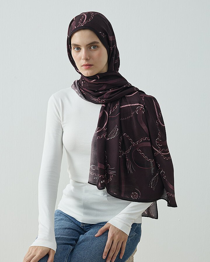 Viskon Şal Tassel Mürdüm - Aybikestil (1)