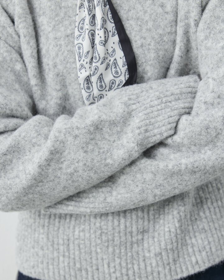 Yakası Fularlı Kazak Gri - Aybikestil (1)