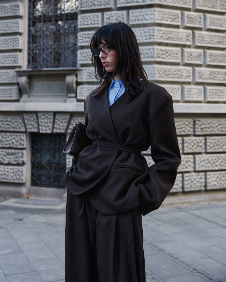 Yakasız Blazer Ceket Acı Kahve - Aybikestil