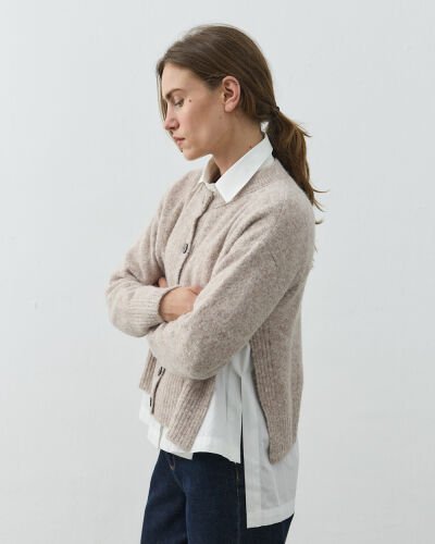 Yandan Yırtmaçlı Hırka Vizon 