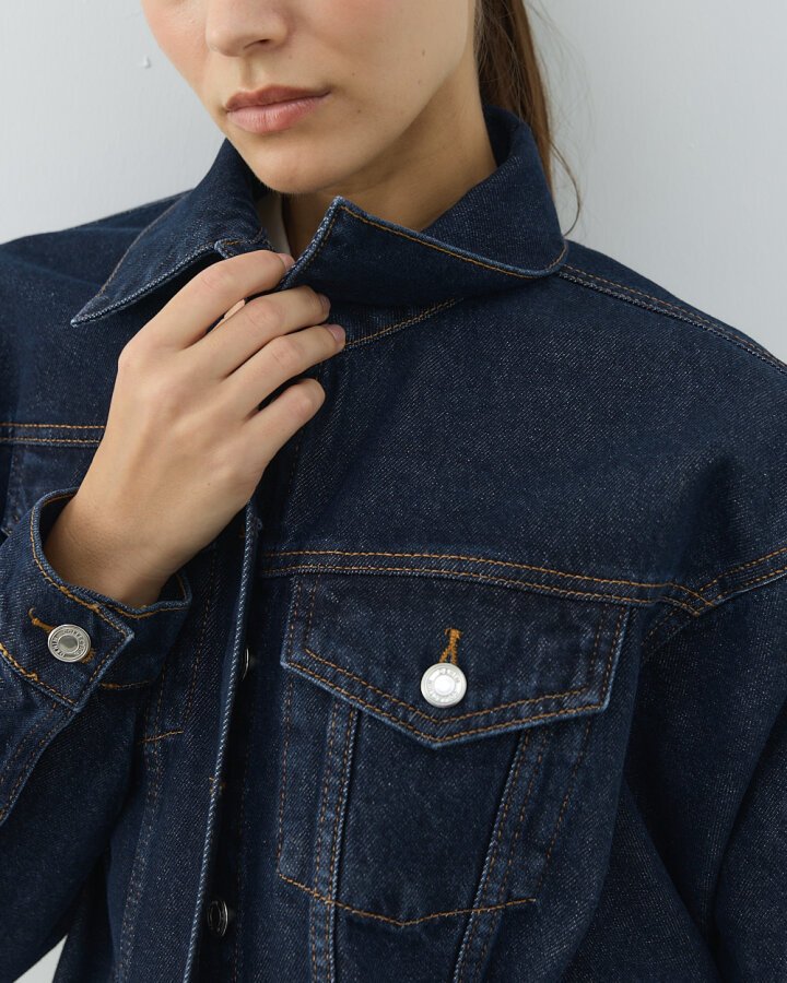 Yarasa Kol Kısa Jean Ceket Lacivert - Aybikestil (1)