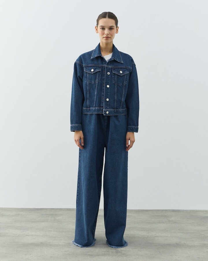 Yarasa Kol Kısa Jean Ceket Mavi - Aybikestil (1)