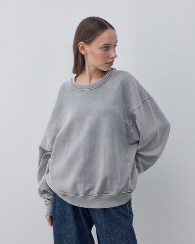 Yıkamalı Unisex Sweat Gri 
