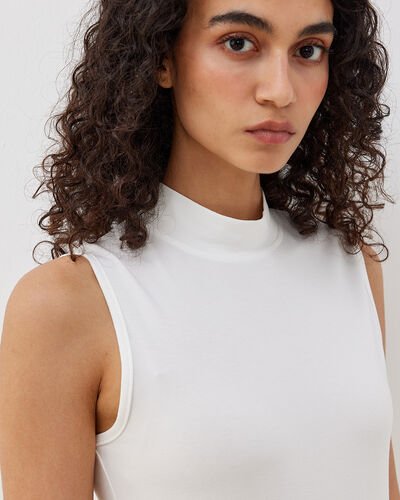 Yüksek Yaka Kolsuz Body Ekru - Aybikestil (1)